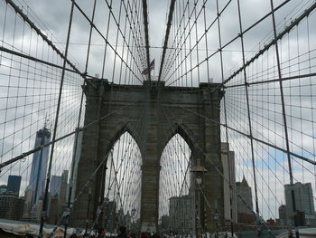 Low angle view of suspension bridge