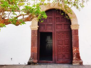 Closed door of building