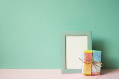 Close-up of gift box on table