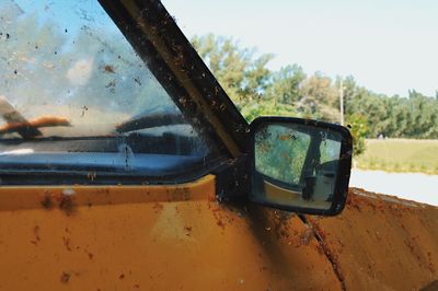 Close-up of car on side-view mirror