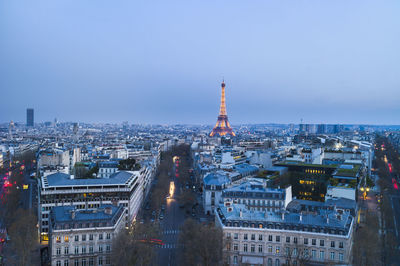 Paris cityscape at dusk, france
