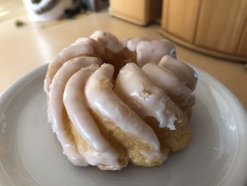 Close-up of dessert in plate on table