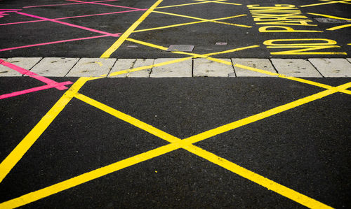 High angle view of road markings