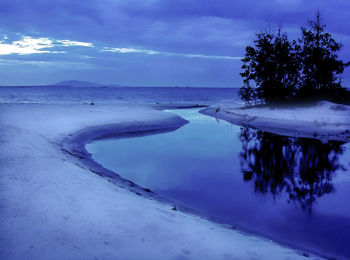 Scenic view of sea against cloudy sky