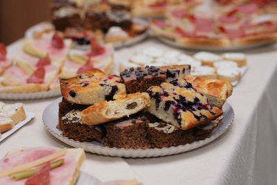 Close-up of dessert in plate on table