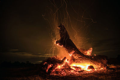 Close-up of bonfire at night