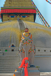 Statue of buddha against building