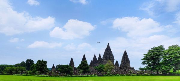 Low angle view of temple against sky