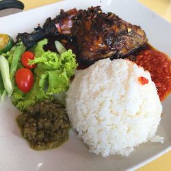 Close-up of food served in plate