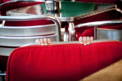 Close-up of chairs and empty chair