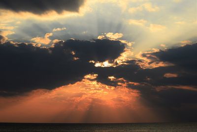 Scenic view of sunset over sea