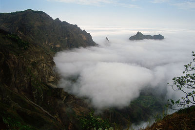 Scenic view of mountains against sky