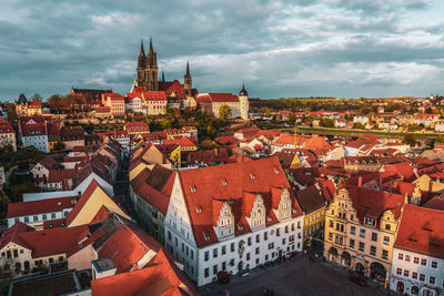 View over the roofs of meissen in germany.