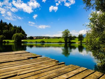 Scenic view of lake against sky