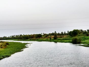 Scenic view of lake against clear sky