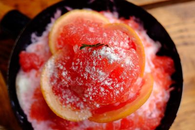 Close-up of strawberry on plate
