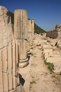 Low angle view of rock formations in ephesus archeological site