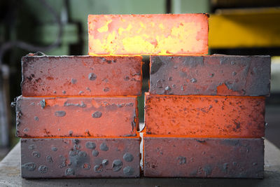Close-up of rusty metal on wall