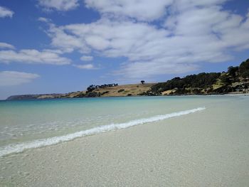 Scenic view of beach against sky