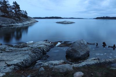 Scenic view of lake against sky