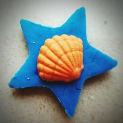 Close-up of blue bread on plate