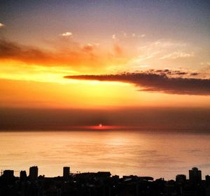 Scenic view of sea at sunset