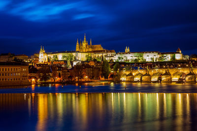 Panoramic view of prague castle across the vltava, czech republic.