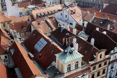 High angle view of buildings in city