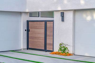 Closed door of building