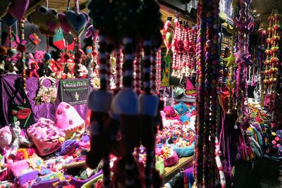 Multi colored decorated for sale at market stall