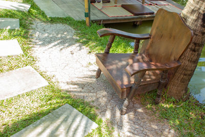 High angle view of an animal on chair