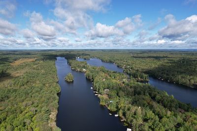 High angle view of lake against sky