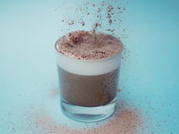 High angle view of coffee on table