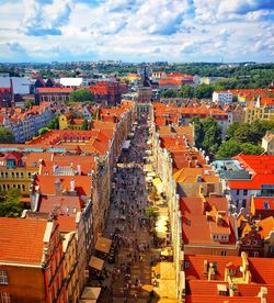 High angle view of townscape against sky