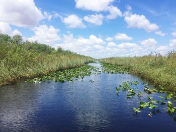 Scenic view of lake against sky