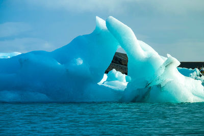 Scenic view of frozen sea against sky