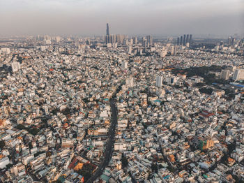 High angle view of cityscape against sky