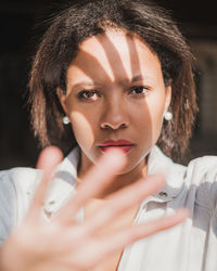 Close-up portrait of a beautiful young woman