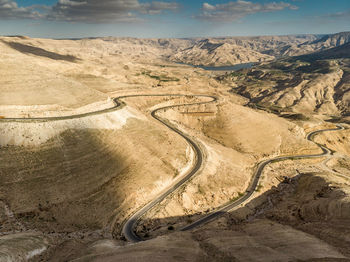 High angle view of road on landscape