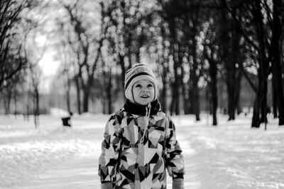 Portrait of boy in winter