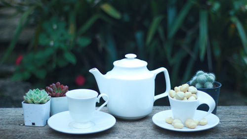 Close-up of breakfast on table