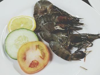 High angle view of food on table