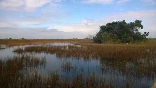 Scenic view of lake against sky