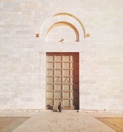 Closed door of building