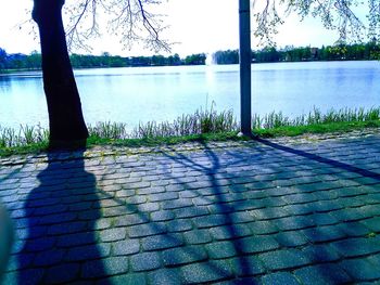 Scenic view of lake against sky