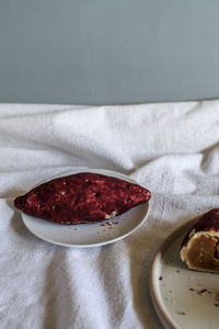 High angle view of food on table