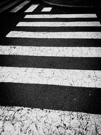 High angle view of zebra crossing on road