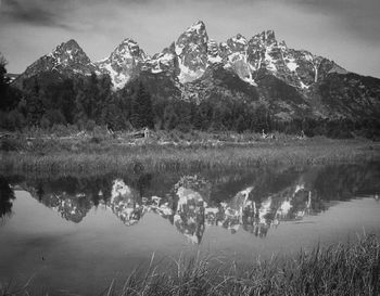 Scenic view of lake and mountains