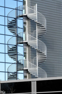 Low angle view of spiral staircase of building