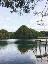 Scenic view of lake against sky